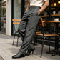 Pantalones casuales de pierna ancha plisados para hombre