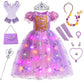 Conjunto de vestido de fiesta luminoso infantil con temática de sirena