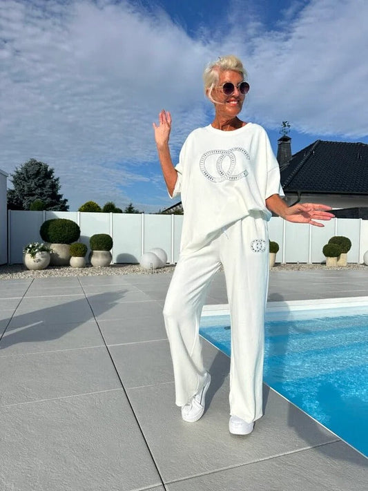 👗 Conjunto Casual de 2 Piezas para Mujer – Top Liso y Pantalones Sueltos, Estilo Cómodo y Moderno ✨💖