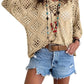 🔥Oferta especial: Blusas de punto estilo boho para mujer con cuello en V y diseño calado.