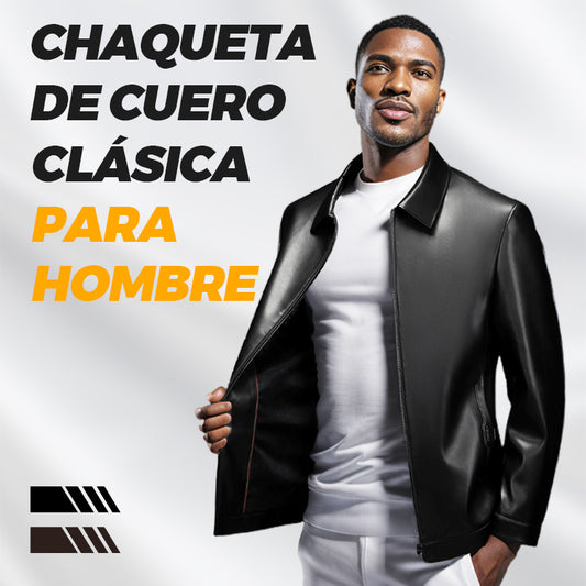 Chaqueta de cuero clásica para hombre