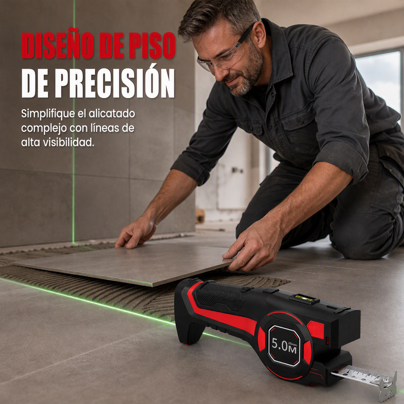 📏🔴 Cinta Métrica Láser 2 en 1 – Guía de Haz Precisa, Medición Digital y Manual para Distancias Exactas 🎯🏠