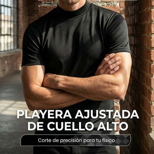 👕 Camiseta Ajustada de Cuello Alto para Hombre – Estilo Moderno y Confortable para Todos los Días ✨🔥