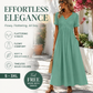 👗✨ Vestido V Holgado Manga Corta – Corte Suelto, Cuello Favorecedor y Elegancia Atemporal 🌿💫
