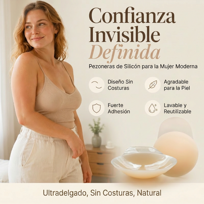 💞¡Dúo pack económico!🌈✨Cubrepezones Adhesivos Invisibles con Efecto Realzador para Mujer