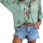 🔥Oferta especial: Blusas de punto estilo boho para mujer con cuello en V y diseño calado.