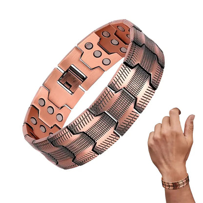 Brazalete Magnético de Cobre Magnex™ – Soporte de Tres Filas para la Comodidad Articular