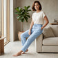 👖 Pantalones Informales de Algodón y Lino para Mujer – Transpirables, Cintura Alta y Largo al Tobillo, Elegantes 🌿✨