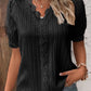 Camisa elegante de encaje liso con cuello en V