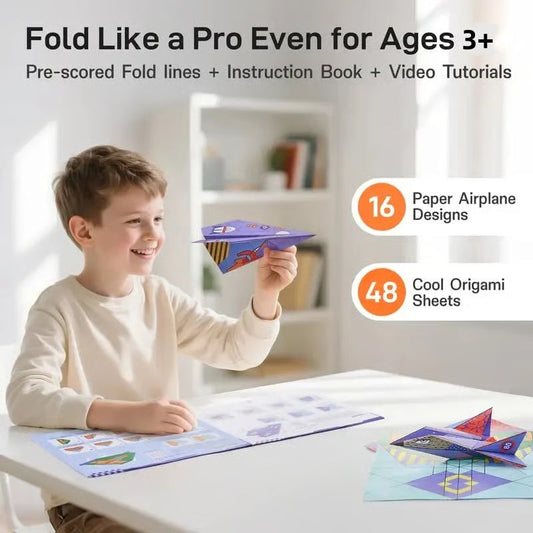 🛩️🧠 Kit creativo de aviones de papel para niños – 🎁 Juego divertido y educativo ✨
