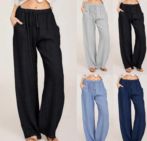 🔥👗ÚLTIMO DÍA – 49% DE DESCUENTO Pantalones cómodos de lino y algodón para mujer, ligeros y elegantes ☀️🌿 Perfectos para el verano, la oficina en casa y los viajes: transpirables, de pierna ancha.
