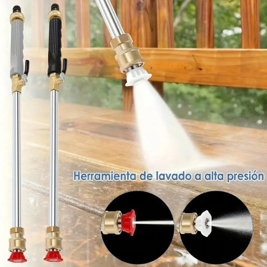Pistola de agua de alta presión con 3 boquillas intercambiables - Aleación de aluminio resistente