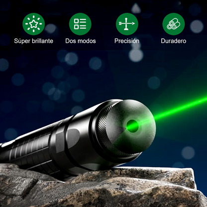 🔫💚 Láser Verde Alta Potencia 5000mW – Patrones Múltiples, Haz Visible de Día y Alcance de 100m 🎯⚡