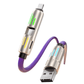 Cable de datos 4 en 1 de 240 W con luces de trabajo de colores