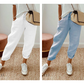 👖 Pantalones Informales de Algodón y Lino para Mujer – Transpirables, Cintura Alta y Largo al Tobillo, Elegantes 🌿✨