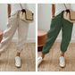 👖 Pantalones Informales de Algodón y Lino para Mujer – Transpirables, Cintura Alta y Largo al Tobillo, Elegantes 🌿✨