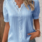 Camisa elegante de encaje liso con cuello en V