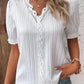 Camisa elegante de encaje liso con cuello en V