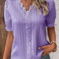 Camisa elegante de encaje liso con cuello en V