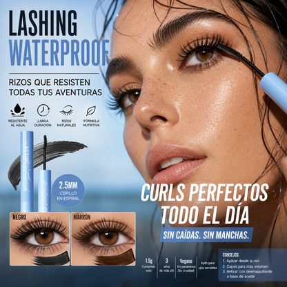 ⏰🔥¡OFERTA POR TIEMPO LIMITADO – 50% DE DESCUENTO! 💖 Máscara de pestañas resistente al agua con efecto alargador y rizador – Volumen, larga duración y sin manchas ✨