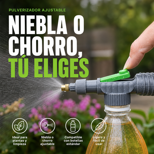 💧🔫 Pulverizador Manual Ajustable – Boquilla Multifunción, Cambia de Niebla Fina a Chorro Directo en un Giro 🌀✨