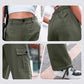 Pantalón cargo de cintura alta y bolsillos múltiples para mujer