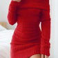 Vestido de punto con hombros descubiertos y cuello redondo