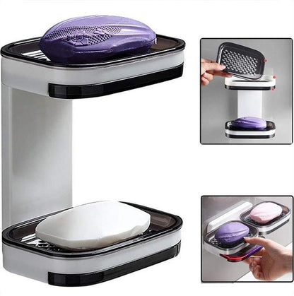 🧼 Jabonera con drenaje automático: sin taladro y de secado rápido.