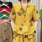 💖Conjunto de top estampado de manga corta y pantalón corto para mujer🔥Compre 2 Envío gratuito