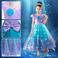 Conjunto de vestido de fiesta luminoso infantil con temática de sirena