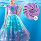 Conjunto de vestido de fiesta luminoso infantil con temática de sirena