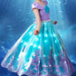 Conjunto de vestido de fiesta luminoso infantil con temática de sirena