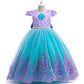 Conjunto de vestido de fiesta luminoso infantil con temática de sirena