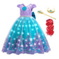 Conjunto de vestido de fiesta luminoso infantil con temática de sirena