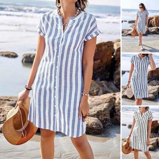 ⏳ Oferta por tiempo limitado ⏰ Vestido camisero de rayas para mujer