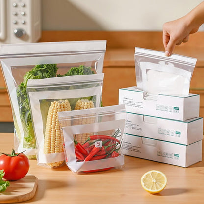 🛍️✨ Bolsas Transparentes para Alimentos – Doble Sellado Reforzado, Antifugas y Perfectas para Cocina, Viajes y Congelador 🧊🥩