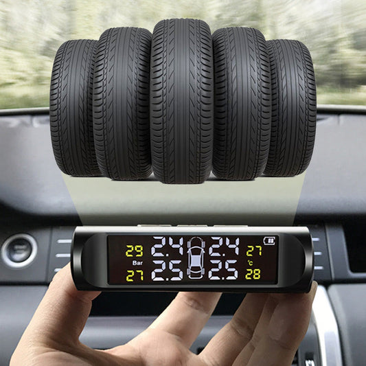 🚗 Monitor Solar de Presión de Neumáticos con Pantalla en Tiempo Real de Cuatro Ruedas