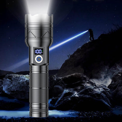 🔦⚡ Linterna Recargable de Alta Potencia – Brillo Extremo, Zoom Ajustable y Batería USB de Larga Duración para Emergencias y Camping 🏕️✨