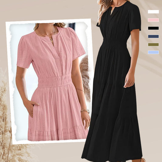 Vestido largo de cintura smock Bohemi chic para mujer