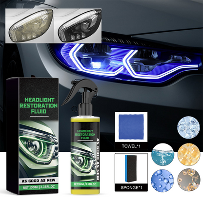 Kit Restaurador de Faros para Auto, Líquido Pulidor que Elimina lo Amarillo y Opaco