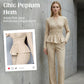 Conjunto de 2 piezas peplum y pantalones femeninos