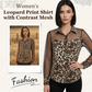 🐆 👚 Camisa de mujer con estampado de leopardo y malla contrastante – Manga larga, versatilidad ✨ desde la oficina hasta la noche