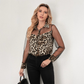 🐆 👚 Camisa de mujer con estampado de leopardo y malla contrastante – Manga larga, versatilidad ✨ desde la oficina hasta la noche