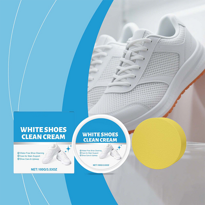 👟✨ Crema Limpiadora para Zapatos y Cuero – Sin Lavar, Quita Manchas con Esponja y Revive el Blanco al Instante 🧽💎