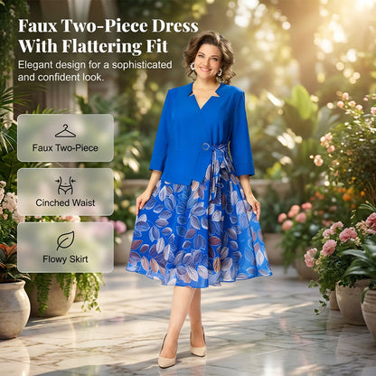 ⏰ ¡Oferta Limitada 50% OFF! 👗 Vestido Efecto Dos Piezas con Estampado de Hojas – Elegancia sin Esfuerzo en Cualquier Momento y Lugar ✨🍃