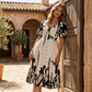 🌺👗 Vestido Midi con Escote V y Estampado Botánico – Moderno y Femenino 💖