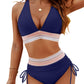 👙🎨 Conjunto Bikini Cintura Alta – Control de Abdomen, Bloques de Color y Look Súper Favorecedor 🌊✨