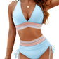👙🎨 Conjunto Bikini Cintura Alta – Control de Abdomen, Bloques de Color y Look Súper Favorecedor 🌊✨