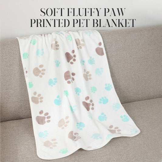 Manta suave y mullida con estampado de huellas de patas para mascotas