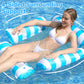 🏖️ ¡50% DE DESCUENTO AHORA! 🪑 Tumbona inflable a rayas para piscina – Soporte en 4 lados, inflado rápido y PVC duradero ✨